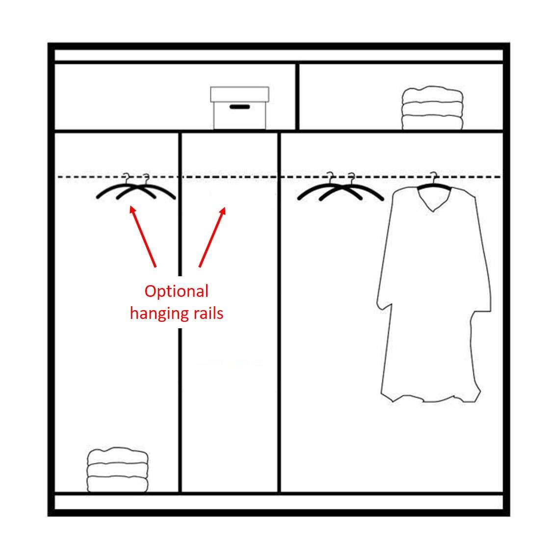 Vista Mirrored Sliding Door Wardrobe 203 cm- Black, White and Oak