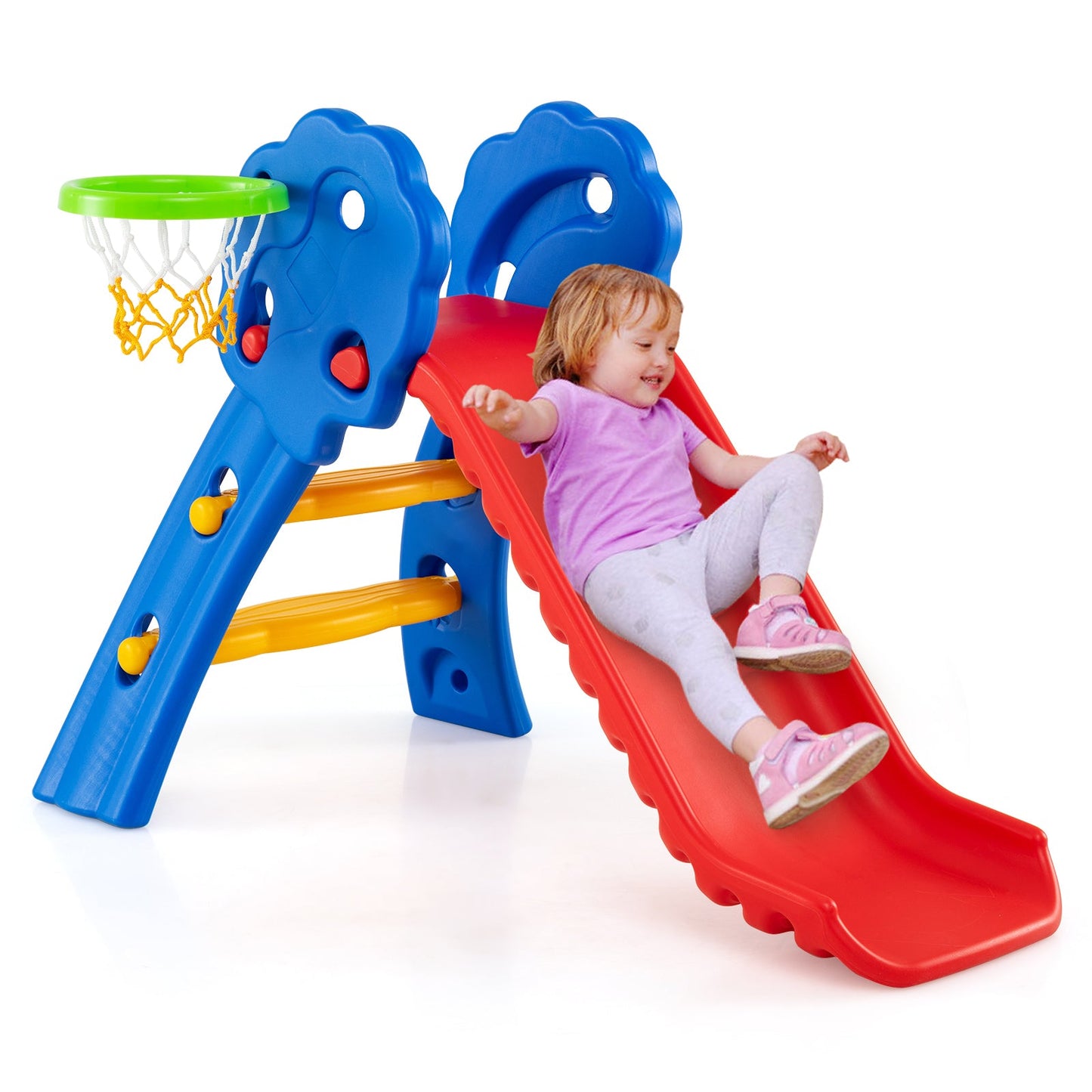 3 in 1 Toddler Slide with Basketball Hoop for Indoor and Outdoor Playground