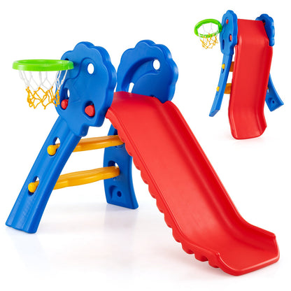 3 in 1 Toddler Slide with Basketball Hoop for Indoor and Outdoor Playground