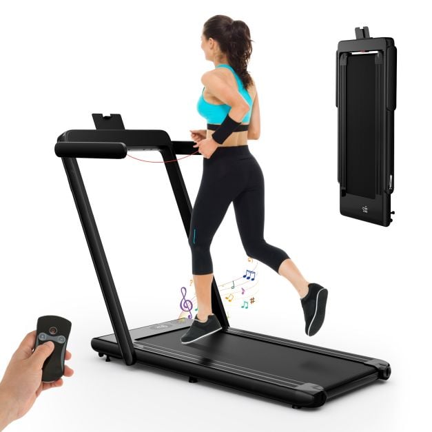 2.25 HP Foldable Treadmill 3 in 1 Walking Pad Under Desk Treadmill-Black