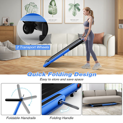 2.25 HP Foldable Treadmill 3 in 1 Walking Pad Under Desk Treadmill-Navy