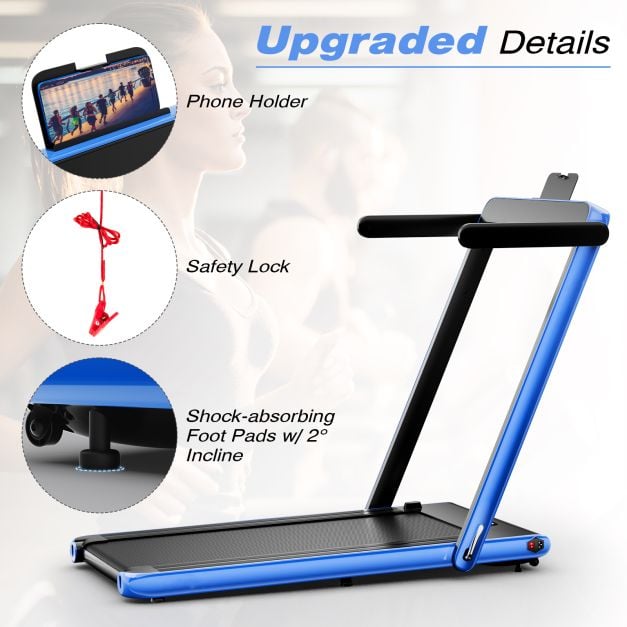 2.25 HP Foldable Treadmill 3 in 1 Walking Pad Under Desk Treadmill-Navy