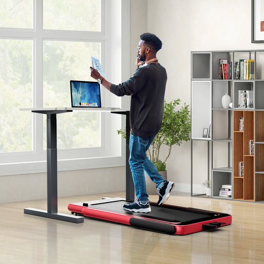 2.25 HP Foldable Treadmill 3 in 1 Walking Pad Under Desk Treadmill-Red