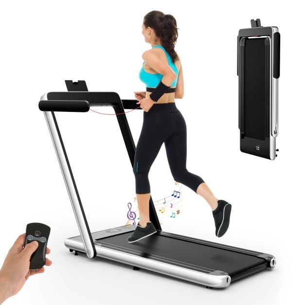 2.25 HP Foldable Treadmill 3 in 1 Walking Pad Under Desk Treadmill-Silver