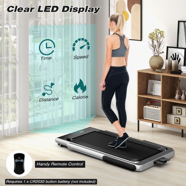 2.25 HP Foldable Treadmill 3 in 1 Walking Pad Under Desk Treadmill-Silver