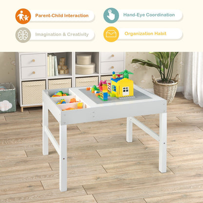3-in-1 Wooden Kids Activity Table with Reversible and Removable Tabletop-White