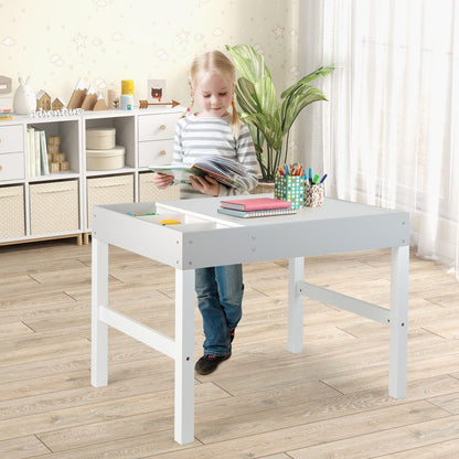 3-in-1 Wooden Kids Activity Table with Reversible and Removable Tabletop-White