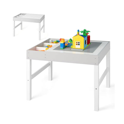 3-in-1 Wooden Kids Activity Table with Reversible and Removable Tabletop-White