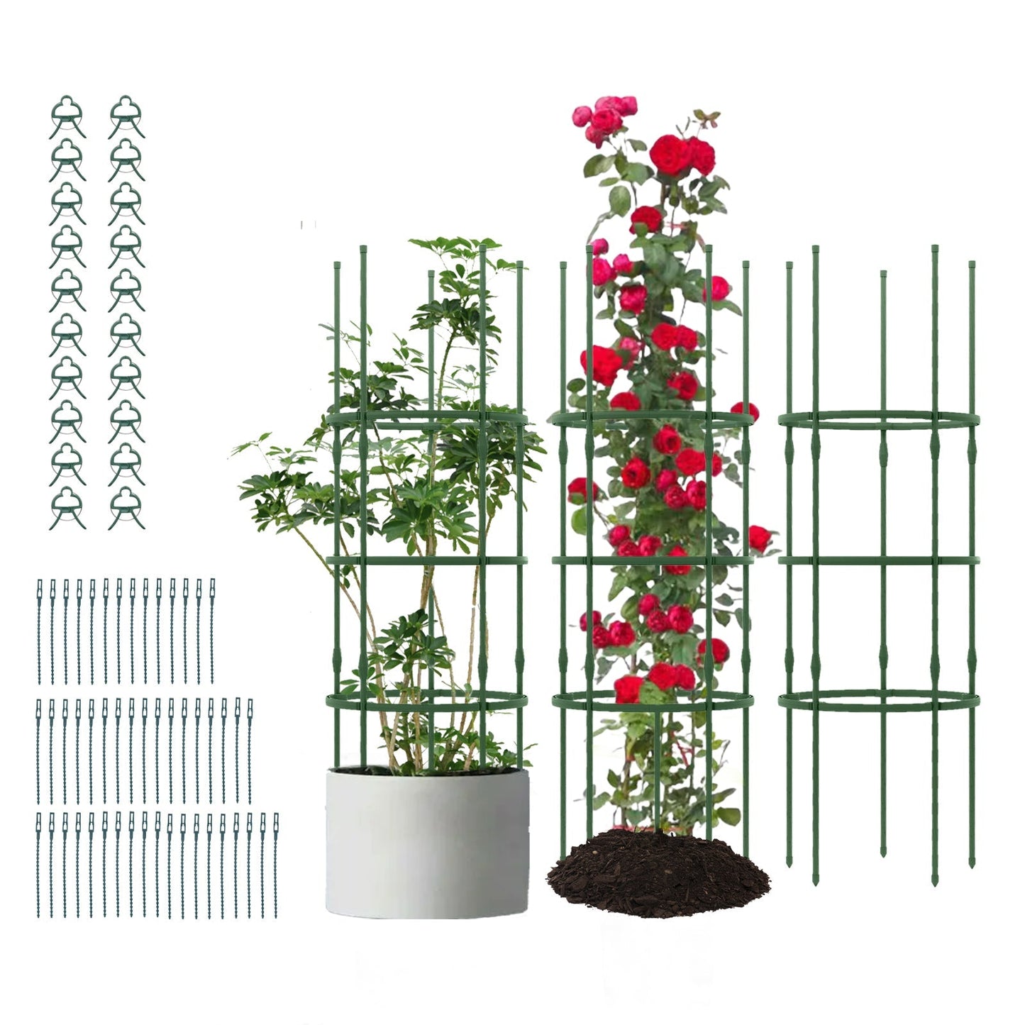 3 Pack 60 inch Adjustable Tall Plant Support Trellis for Climbing Plants