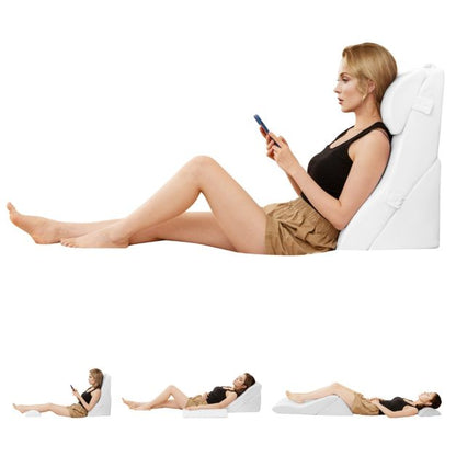 3-piece orthopedic wedge pillow set after surgery against snoring reading pillow white