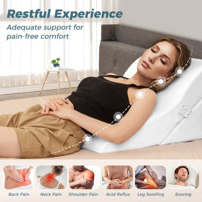 3-piece orthopedic wedge pillow set after surgery against snoring reading pillow white