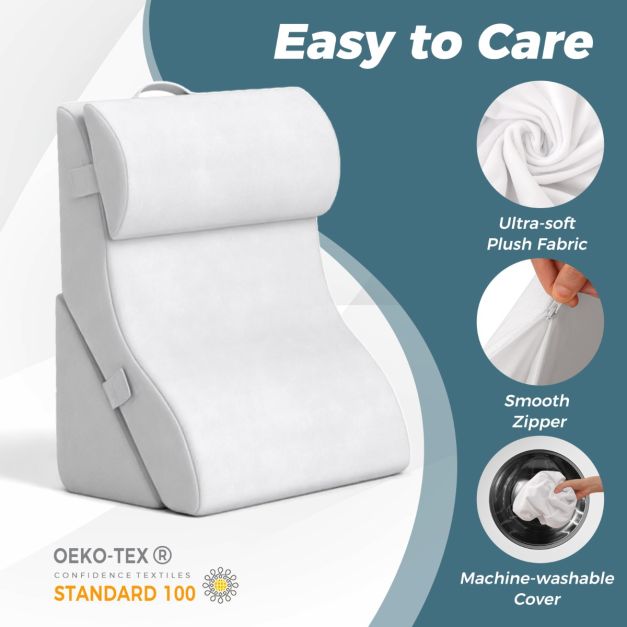 3-piece orthopedic wedge pillow set after surgery against snoring reading pillow white