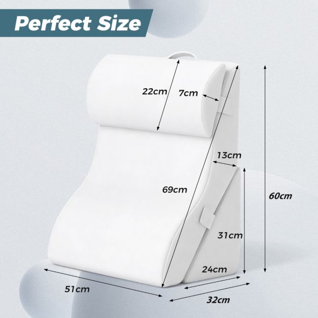 3-piece orthopedic wedge pillow set after surgery against snoring reading pillow white
