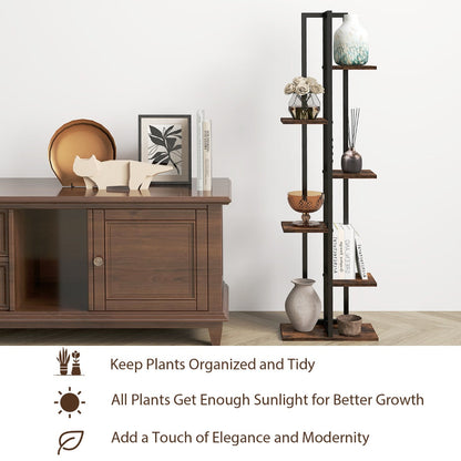 Set of 3 Indoor Plant Stands 4+5+6 Tier Corner Plant Holder with Anti-Tip Devices Brown