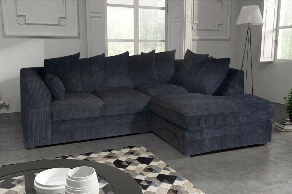 Daniel Jumbo Cord 4 Seater Corner Sofa Silver - Right and Left Arm - Available in Other Colours