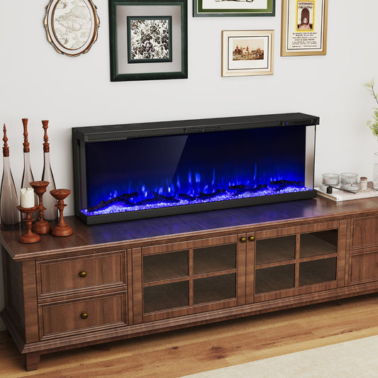 3 Sided Electric Fireplace 50 inch Recessed/Wall-Mounted/Freestanding Fire Place Heater
