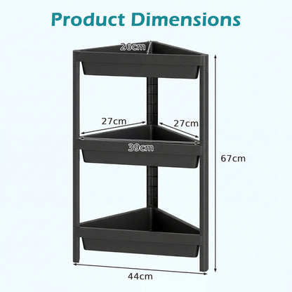 3-Tier Corner Shower Caddy 2-Pack Bathroom Standing Shelf with Detachable Design-Black