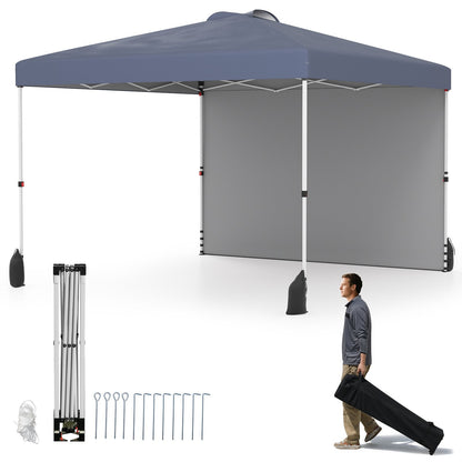 3 x 3 m Pop up Canopy Tent with 1 Sidewall Wheeled Bag-Grey