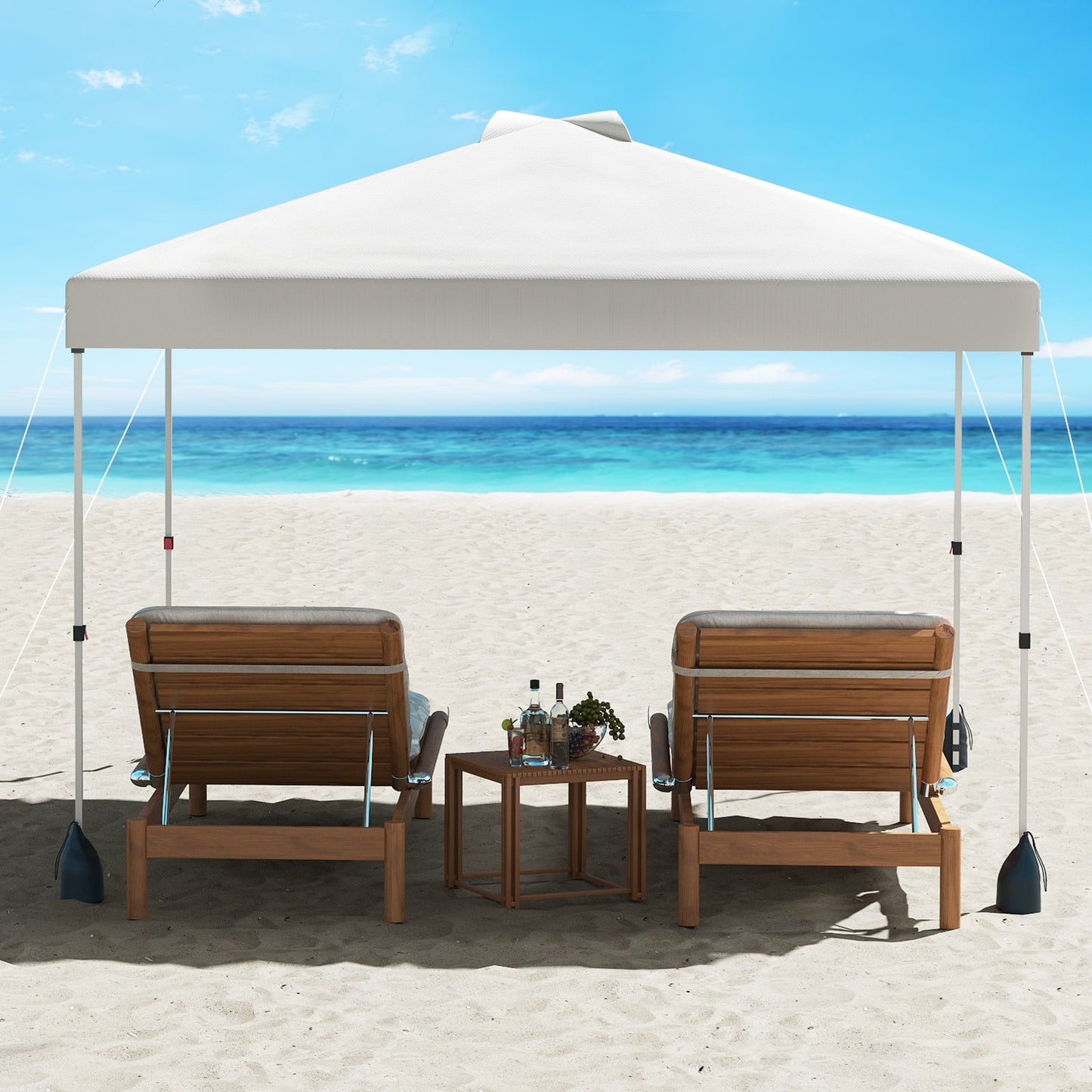 3 x 3 m Pop up Canopy Tent with 1 Sidewall Wheeled Bag-White