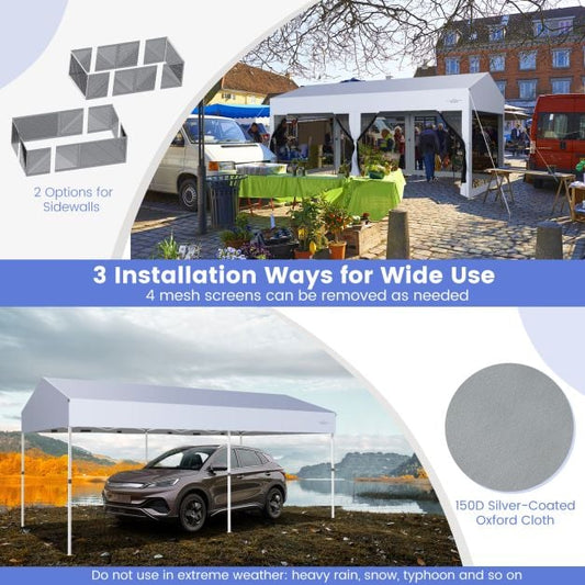 10 x 20 Feet Pop up Canopy Tent with Removable Sidewalls for Party-White