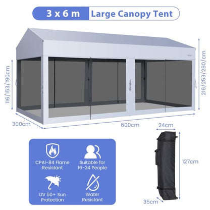 10 x 20 Feet Pop up Canopy Tent with Removable Sidewalls for Party-White