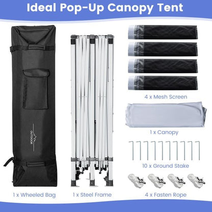 10 x 20 Feet Pop up Canopy Tent with Removable Sidewalls for Party-White