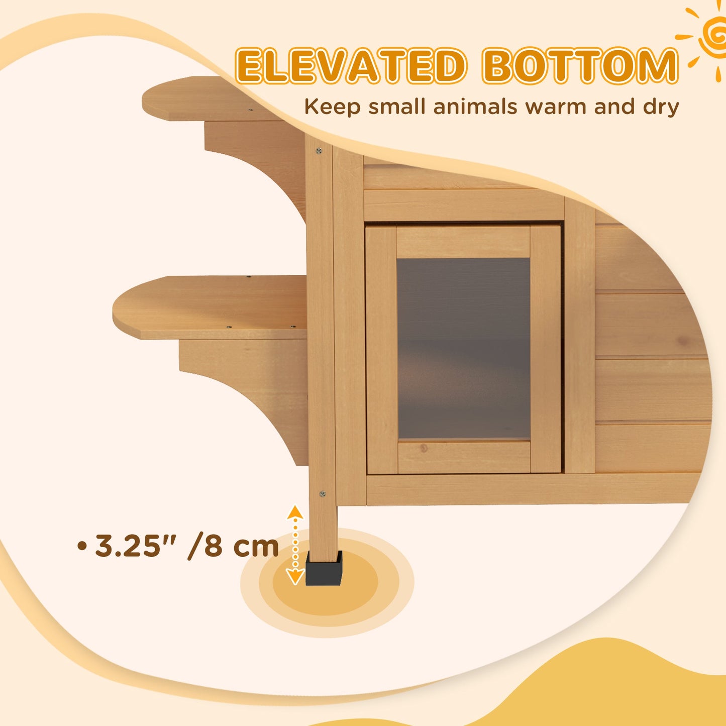 PawHut 2-story Cat House Outdoor, Weatherproof Wooden Cat Enclosure for Feral Cats with Escape Door, Openable Roof, Jumping Platforms, Natural Wood Finish