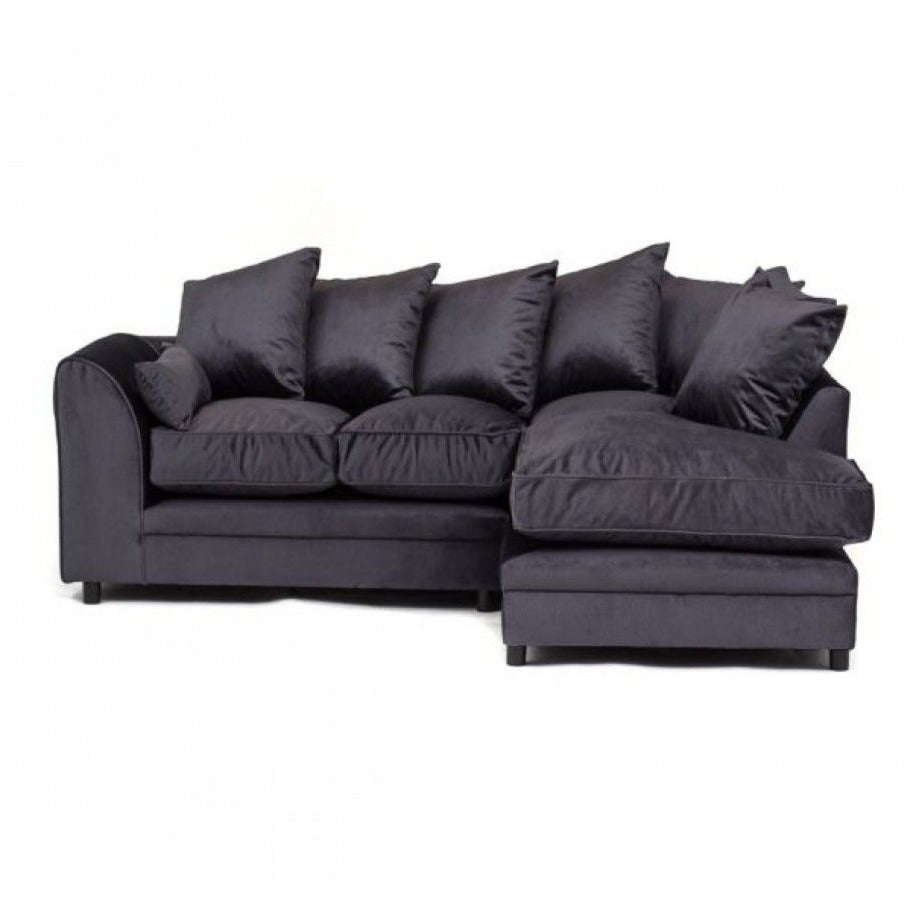 Chicago Velvet Corner Sofa - Dark Grey