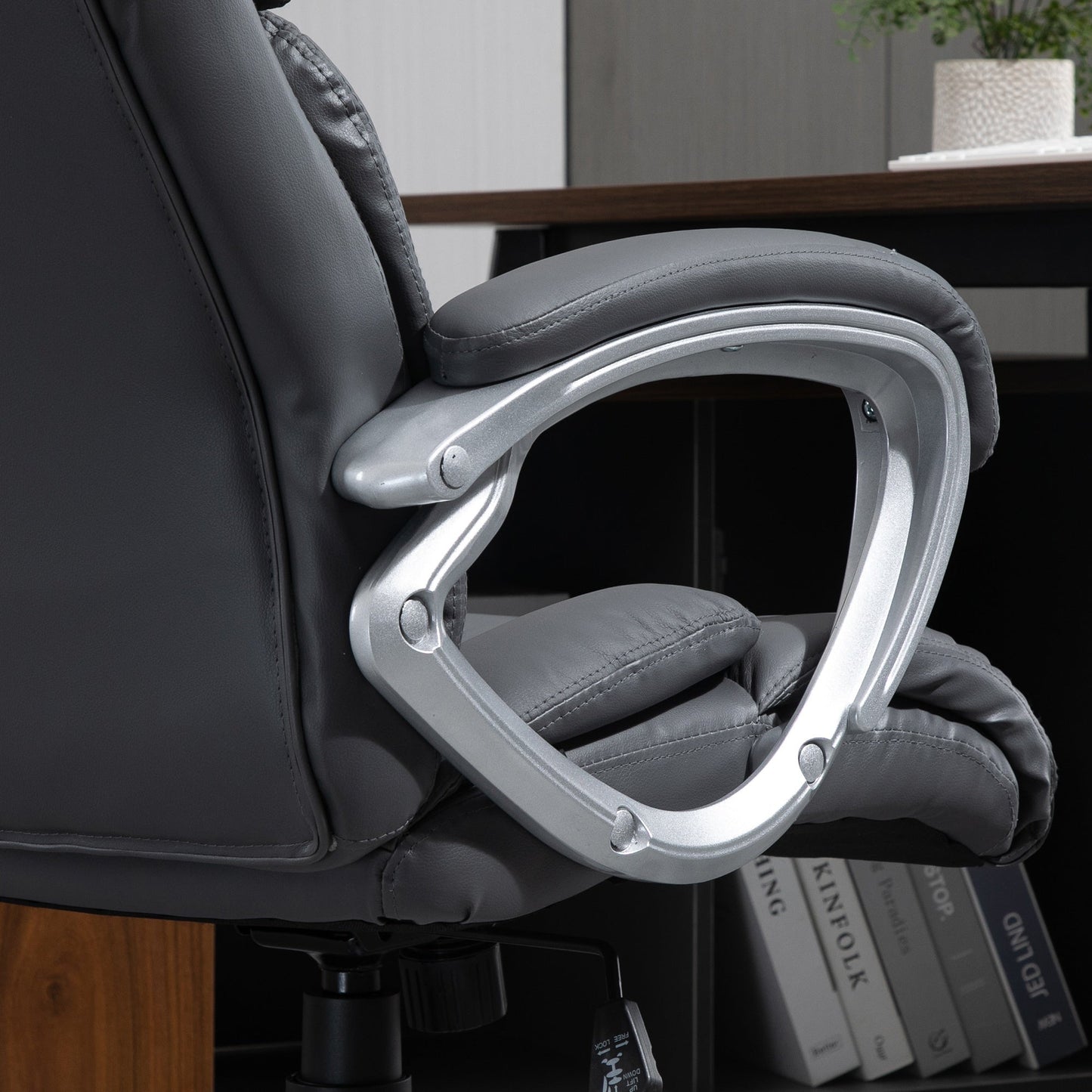 Vinsetto High Back Home Office Chair Swivel Executive PU Leather Chair, Deep Grey