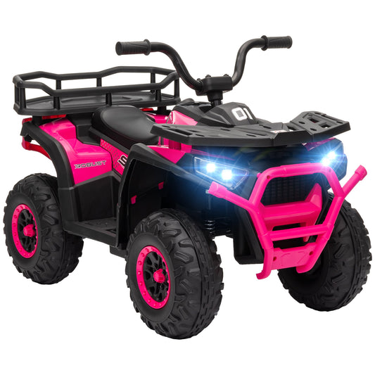 AIYAPLAY 12V Dziecięcy Elektryczny Jeździk ATV, Zasilany Akumulatorem Quad z Zawieszeniem Sprężynowym, Przód Tył, Kosz Do Przechowywania - Różowy