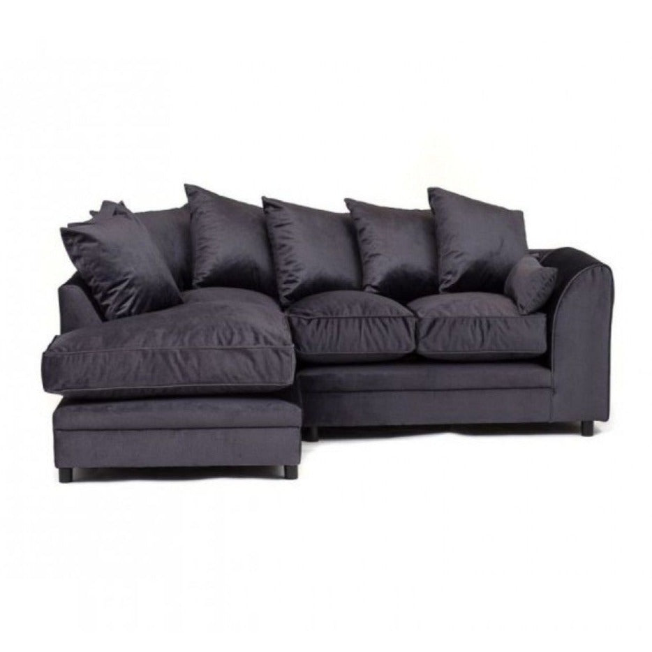 Chicago Velvet Corner Sofa - Dark Grey