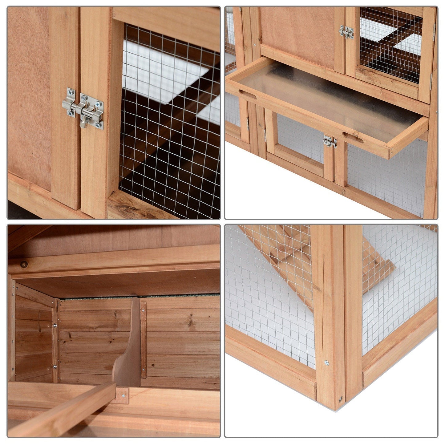 PawHut Wooden Chicken Coop Backyard Hen Cage House Poultry w/ Nesting Box Run