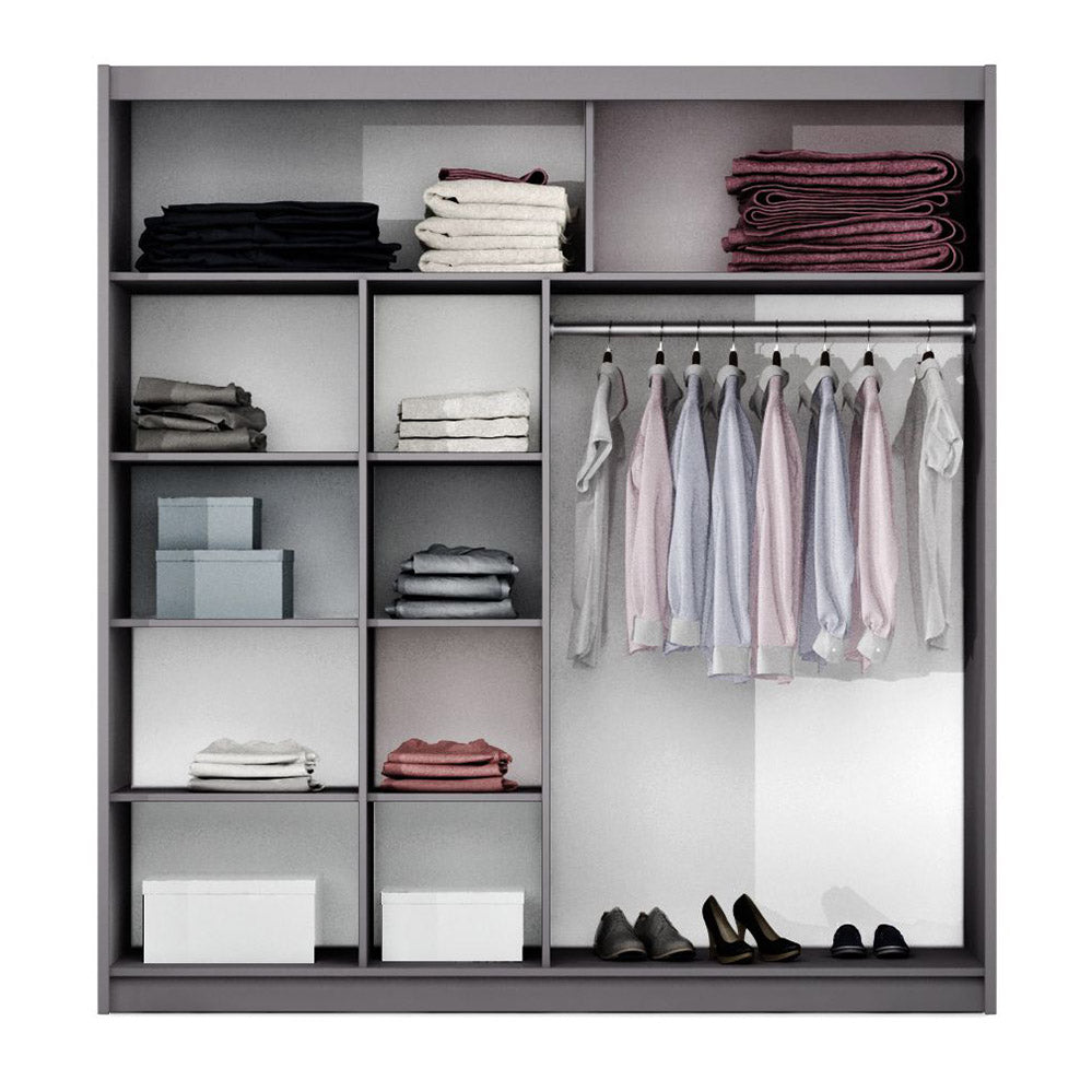 DOVER 203cm Sliding Door Wardrobe Lava / Black Glass