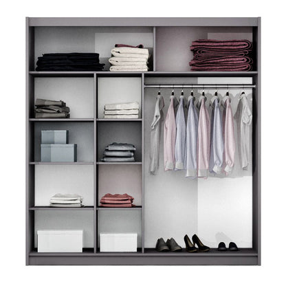 DOVER 203cm Sliding Door Wardrobe Lava / Black Glass