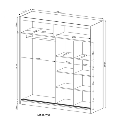 Wiki Sliding Door Wardrobe 200cm