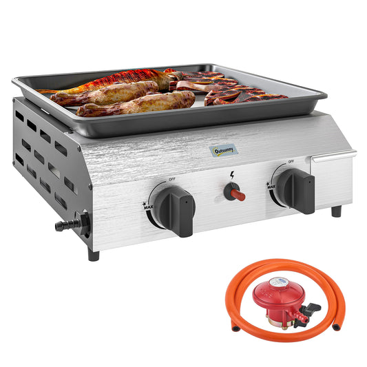 Outsunny Dwupalnikowy przenośny grill gazowy