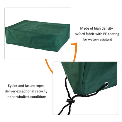 Outsunny UV Rain Protective Rattan Furniture Cover Outdoor Garden Rectangular Furniture Cover Table Chair Sofa Shelter Waterproof 222x155x67cm, Green