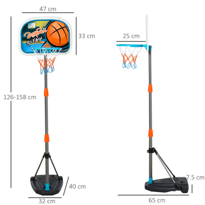 HOMCOM Dziecięcy kosz do koszykówki i stojak przenośny zestaw do koszykówki z pompką do piłek siatka tablica regulowana wysokość od 126 cm do 158 cm