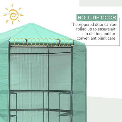 Outsunny Hexagon Walk In Garden Greenhouse PE زارع نمو الزهور مع باب مضغوط 225 × 194 × 215 سم ارتفاع