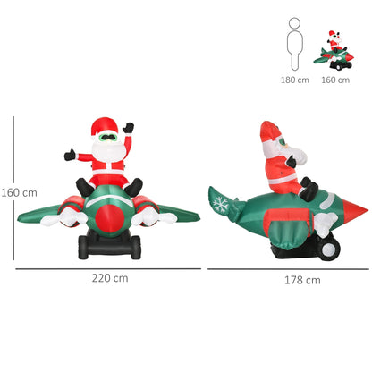 HOMCOM 1.6m Christmas Inflatable Santa Claus w/ Plane for Outdoor Indoor Home Garden