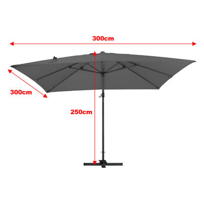 مظلة خارجية معلقة مقاومة للأشعة فوق البنفسجية ومقاومة للماء بعرض 300 سم للحديقة للفناء
