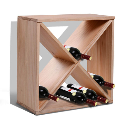 Wooden Wine Rack for 24 Bottle Square Tabletop Storage Holder Stand