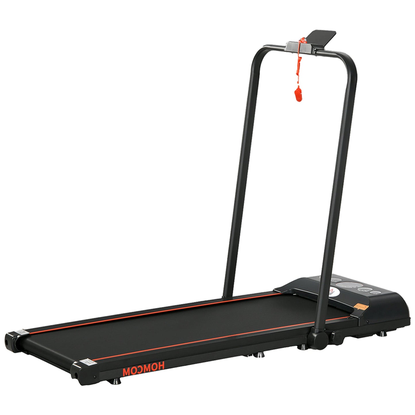 HOMCOM Foldable Walking Treadmill, with LED Display and Wheels, for Home, Office, Gym, Red