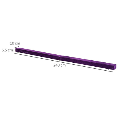 HOMCOM 2.4M 8FT Gymnastics Folding Balance Beam Home Gym Training Exercise Sports - Purple