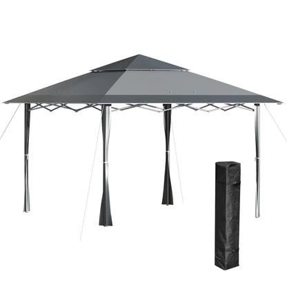 4 x 4m Pop-up Gazebo Double Roof Canopy Tent with Roller Bag & Adjustable Legs Outdoor Party, Steel Frame, Dark Grey