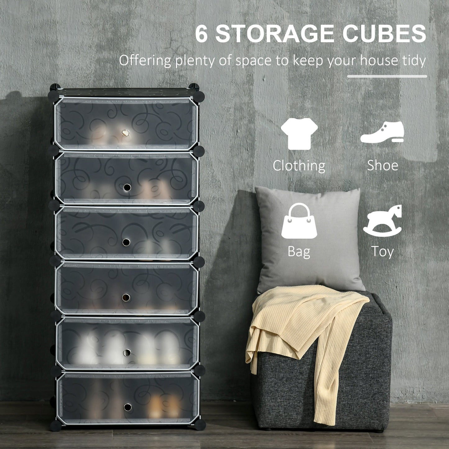 HOMCOM Six Cube Modular Storage Jednostka magazynowa - czarna