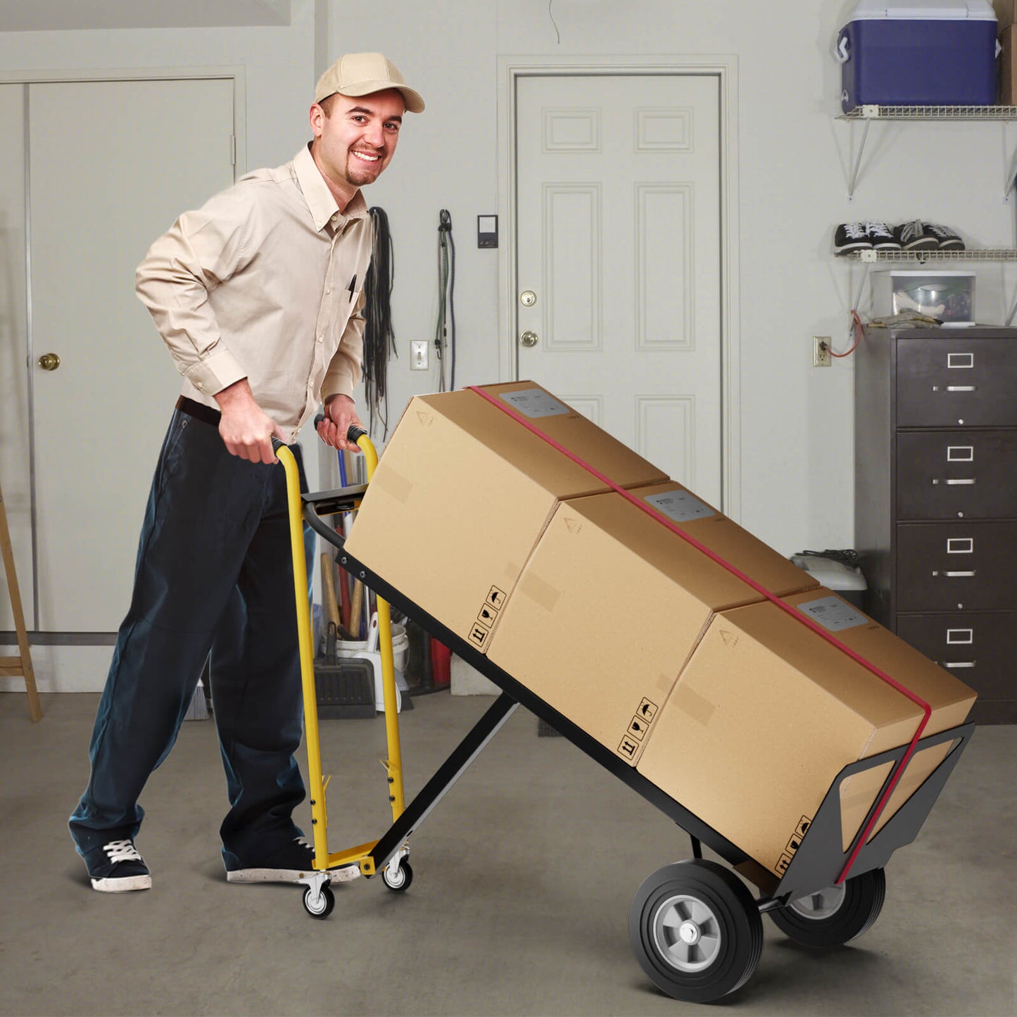3-in-1 Convertible Hand Truck Metal Dolly Cart with 450kg Load Capacity-Black