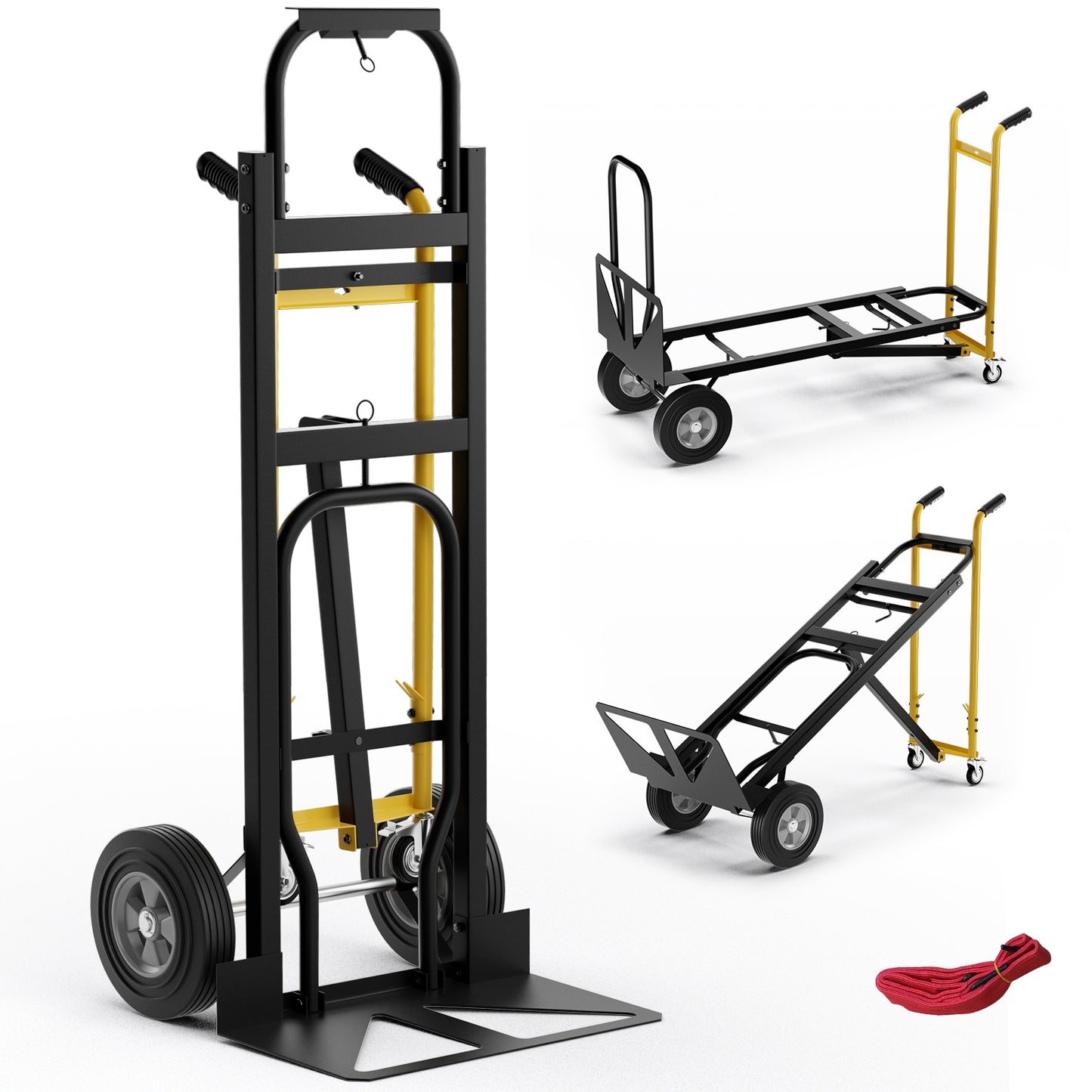 3-in-1 Convertible Hand Truck Metal Dolly Cart with 450kg Load Capacity-Black