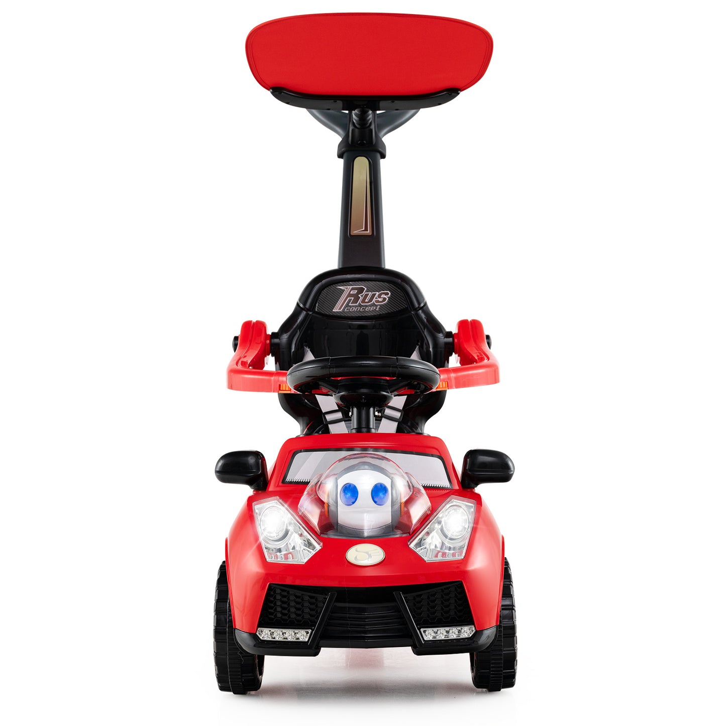 3-in-1 Push Car for Toddler Sliding Car with Seat Belt and Canopy-Red
