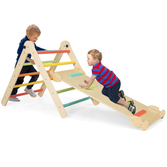 3-in-1 Triangular Climbing Toys Foldable Triangle Set for Toddlers-Colourful